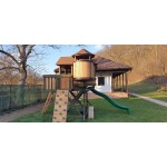 Complex de Joaca Cuibul Vulturilor din lemn de cedru - Centru din lemn cu tobogan si 3 nivele Eagle Nest Elite Backyard Discovery 